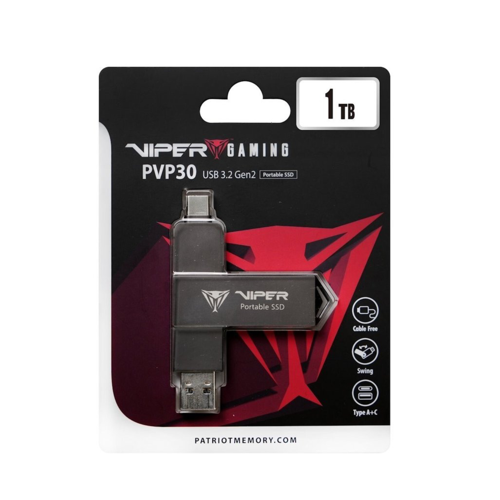 Portable SSD PATRIOT PVP30 1TB DUO COMPACT 1000/1000 MB/s USB 3.2 Type-C